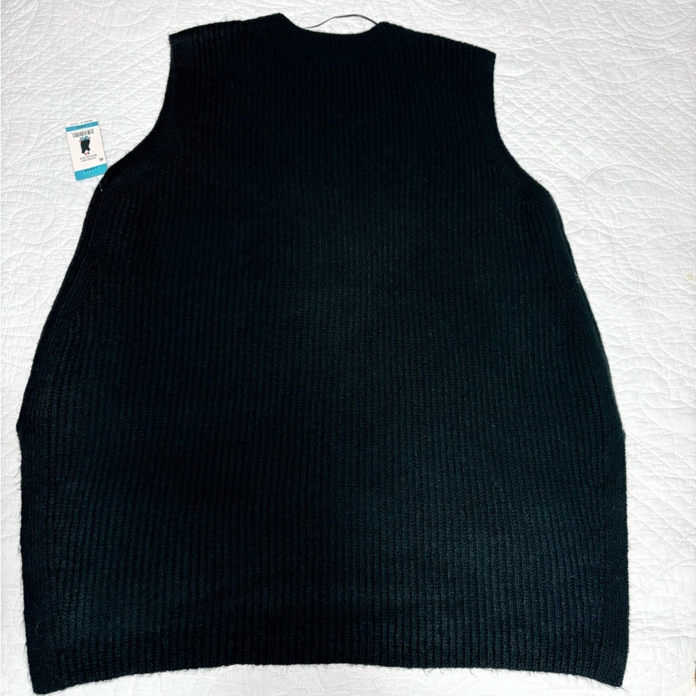 NWT - Vince Camuto Black Shaker Sweater Vest With High-Low Hem-Line - Picture 6 of 13